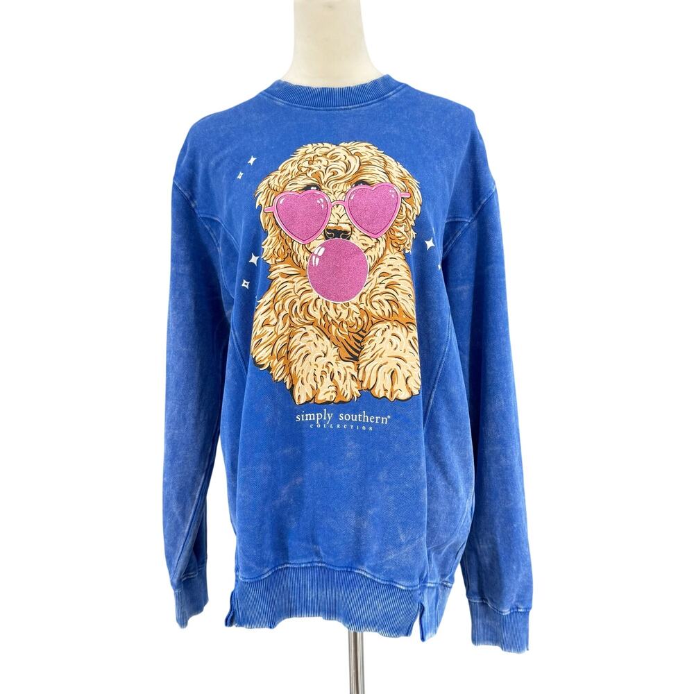 Simply Southern Blue Goldendoodle Labradoodle Dog Gum Cotton Crewneck Sweatshirt